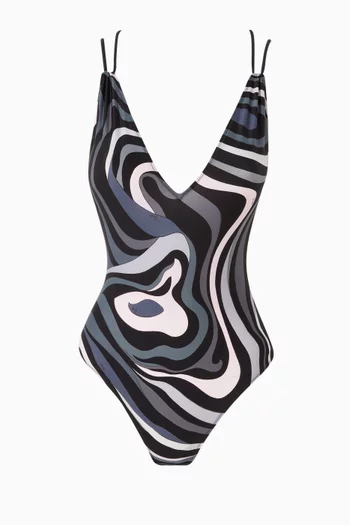 Marmo-print One-piece Swimsuit