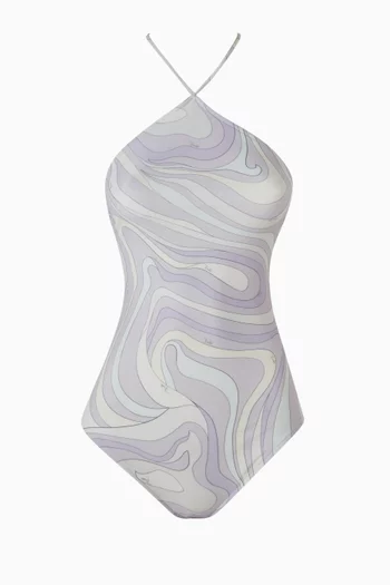 Marmo-print One-piece Swimsuit