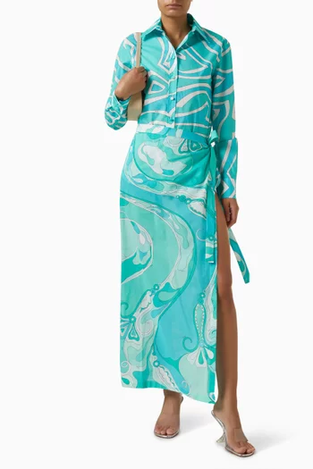 قميص بنقشة مارمو قطن بوبلين