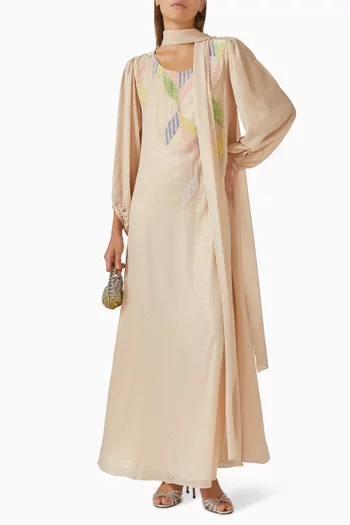 Sequin-embellished Scarf Dress in Chiffon