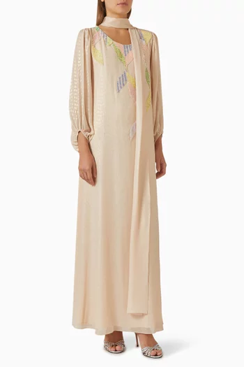 Sequin-embellished Scarf Dress in Chiffon