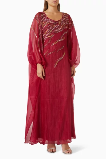 Sequin-embellished Cape Dress in Organza