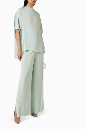 Draped Top & Pants Set in Viscose Blend