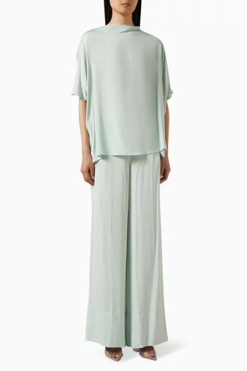 Draped Top & Pants Set in Viscose Blend