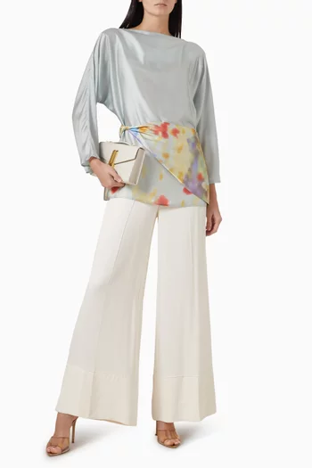 Printed Floral-detail Top in Satin