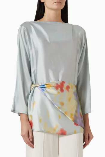 Printed Floral-detail Top in Satin