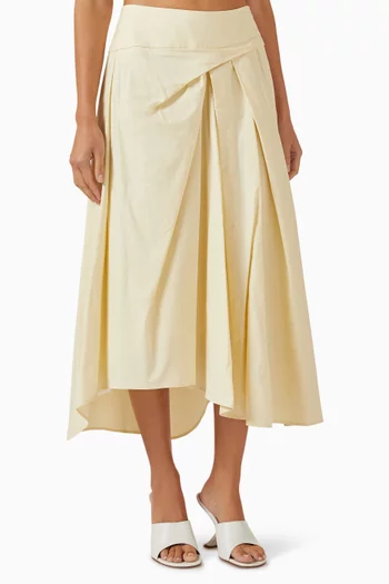 Asymmetric Pleat Skirt in Cotton