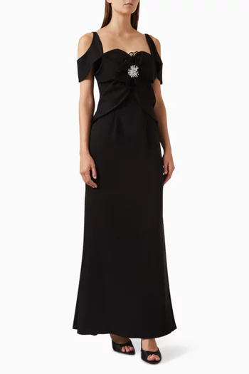 3D Floral-applique Gown in Crepe