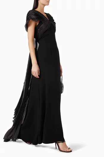 Crystal-embellished Dress in Crepe & Organza
