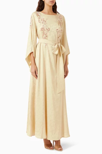 Bead-embellished Belted Kaftan