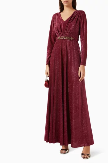 Pleated Embellished Dress