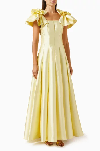 Panelled Gown in Satin