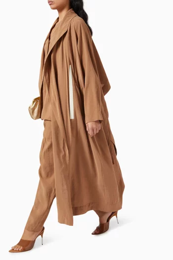 Belted Abaya in Viscose-cupro