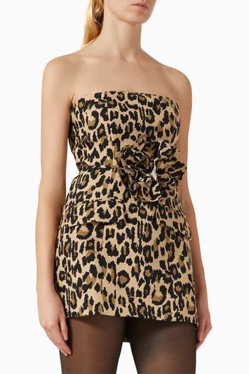 Leopard-print Belted Long Top