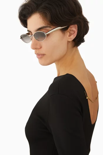 نظارة شمسية ساردين بإطار بيضاوي معدن