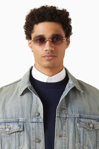 نظارة شمسية بإطار معدن بيضاوي