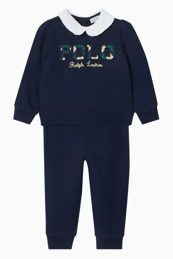 Argyle-logo Sweatshirt & Pant Set in Fleece