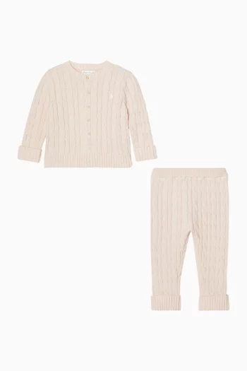 Cable-knit Sweater & Pants Set in Cotton