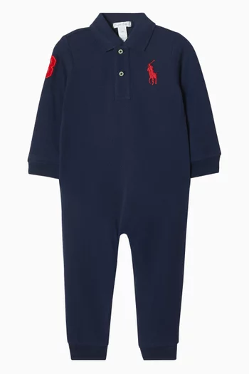 Embroidered-logo Romper in Cotton