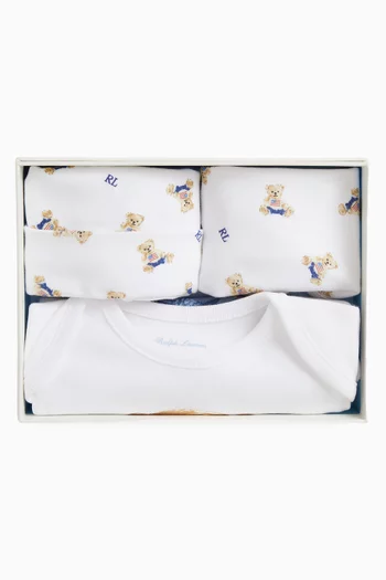 Polo Bear Bodysuit, Bib and Beanie Gift Set