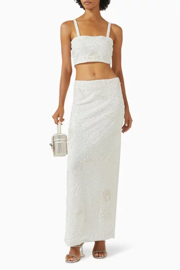 Lele Beaded Crop Top in Mesh