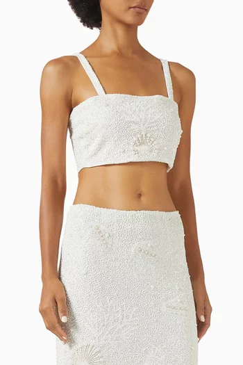 Lele Beaded Crop Top in Mesh