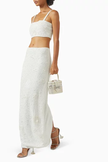 Faith Beaded Maxi Skirt in Mesh