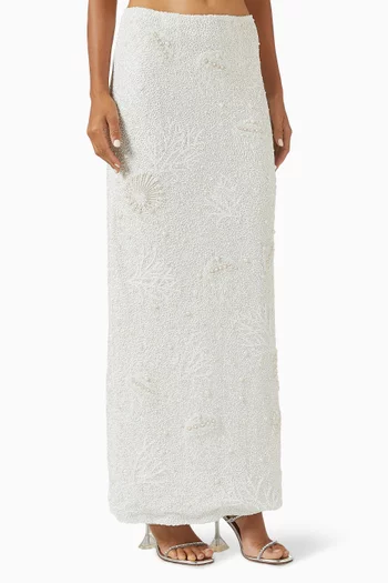 Faith Beaded Maxi Skirt in Mesh
