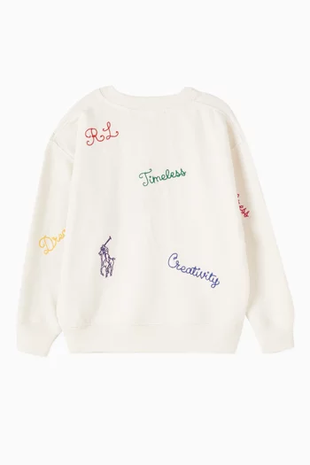 Embroidered Sweatshirt in Cotton Fleece