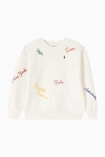 Embroidered Sweatshirt in Cotton Fleece