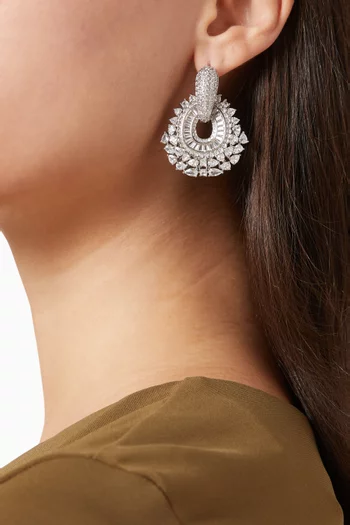 أقراط فيرونيكا متدلية قابلة للتعديل معدن مطلي روديوم