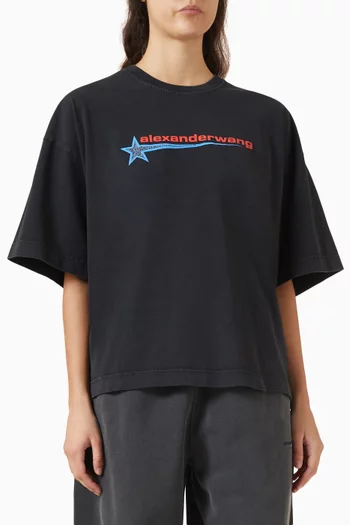 Boxy Graphic T-shirt in Cotton