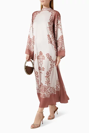 Vesper Printed Maxi Dress in Satin Twill