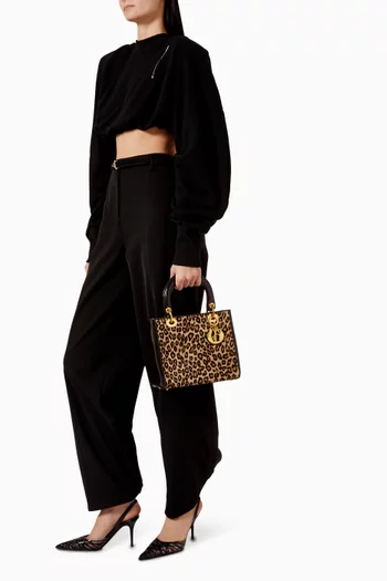 1997 Medium Lady Dior Leopard-print Bag in Pony-hair