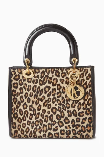 1997 Medium Lady Dior Leopard-print Bag in Pony-hair
