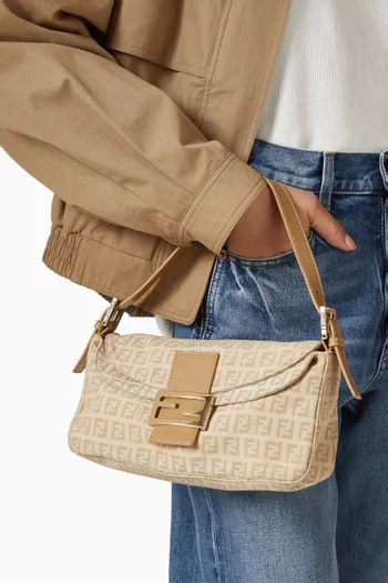 2000s Monogram Shoulder Bag in Zucchino Canvas & Leather