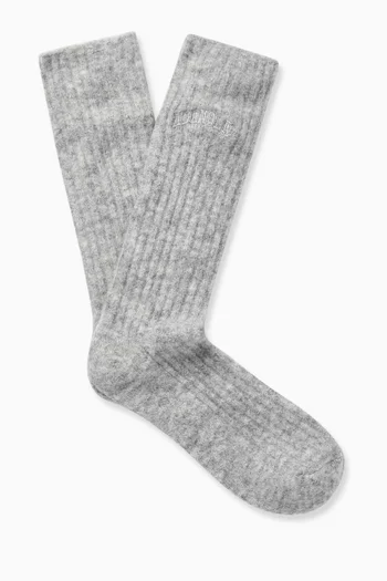 Embroidered-logo Socks in Rib-knit