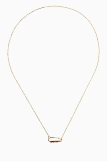 Mini Baguette Safety Pin Necklace in 14kt Gold