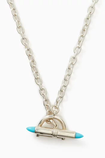 Turquoise Stone Toggle Necklace in Sterling Silver