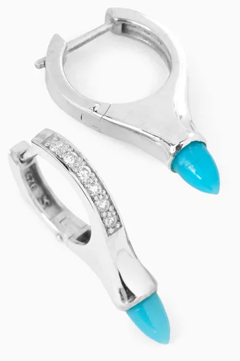 Astral Diamond Huggie Earrings in Sterling Silver