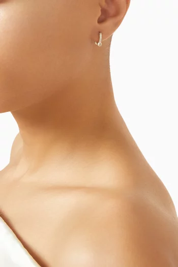 Barbell Diamond & Quartz Huggie Earrings in Sterling Silver