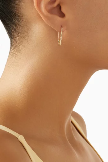 قرط منفرد بتصميم دبوس مرصع بماس ذهب عيار 14