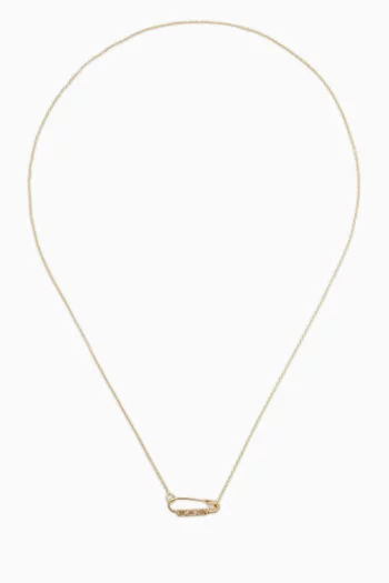 Mini Baguette Safety Pin Necklace in 14kt Gold