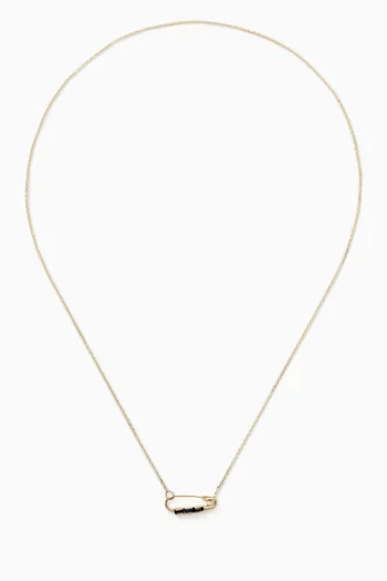 Mini Baguette Safety Pin Necklace in 14kt Gold