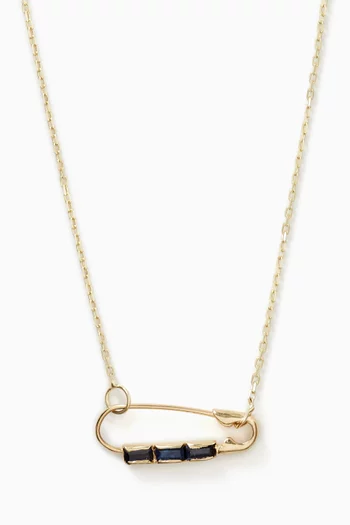 Mini Baguette Safety Pin Necklace in 14kt Gold
