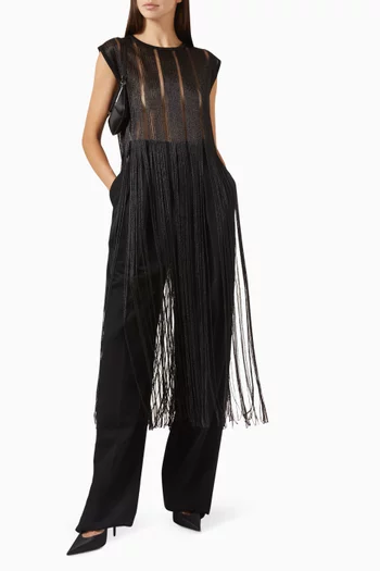 Embroidered Fringed Vest