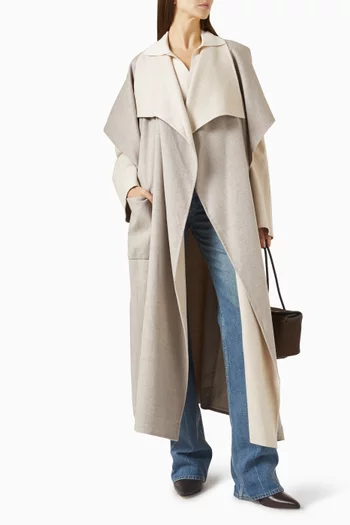 Double Shawl Collar Coat in Wool