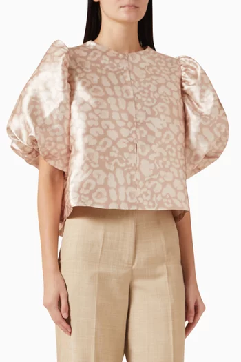 Cleo Jacquard Blouse in Satin