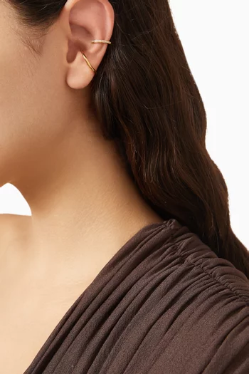 قرط منفرد سوندر يحيط بالأذن مرصع بأحجار بافيه فضة إسترلينية مطلية ذهب عيار 14