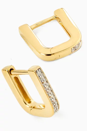 Pave Edged Square Hoop Earrings in 14kt Gold Vermeil